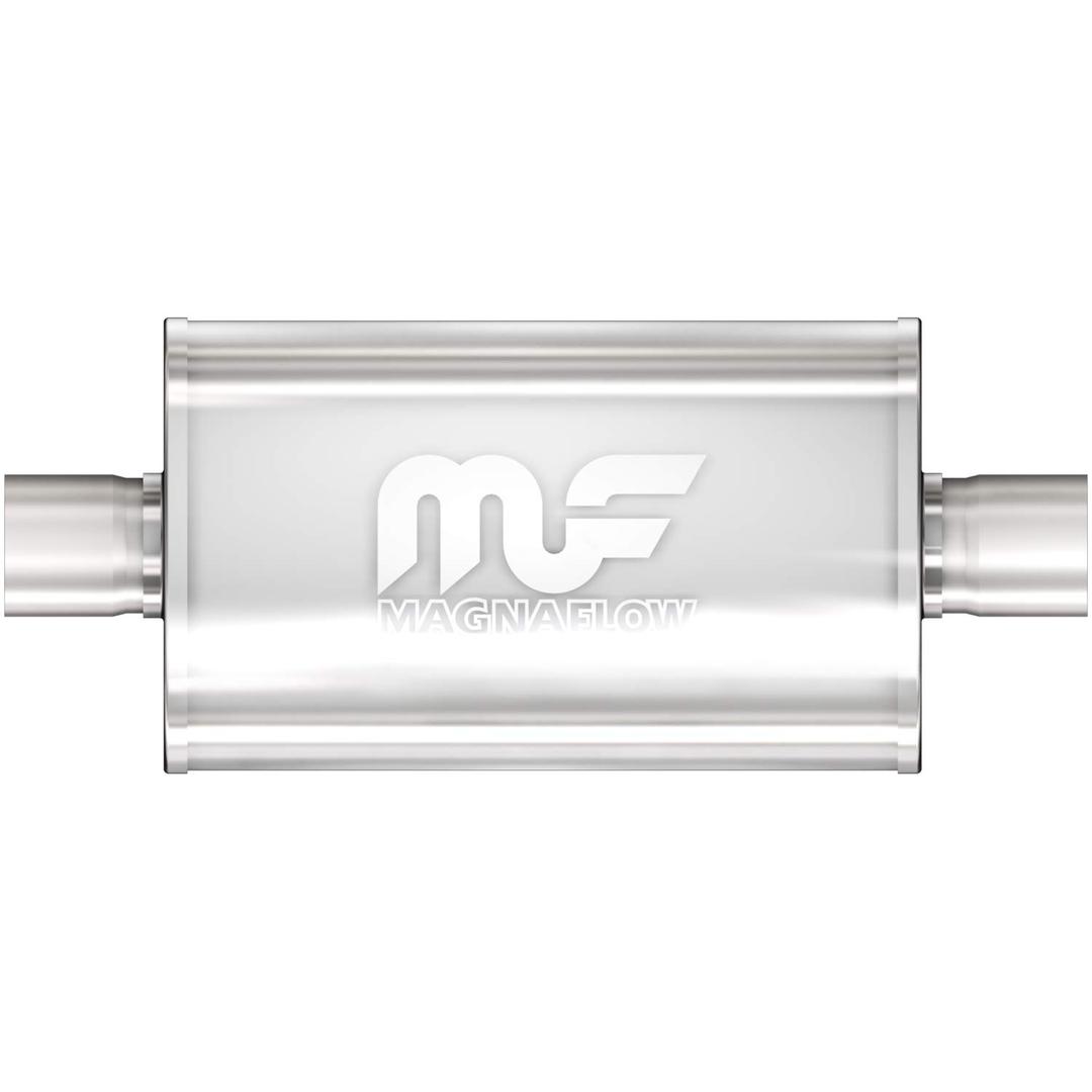 MAGNAFLOW 12216 Exhaust Muffler 2.5 INCH/2.5 INCH Inlet/Outlet, 5x8x14 INCH Oval, Stainless Steel, Satin Finish - The Twister Group Tools product