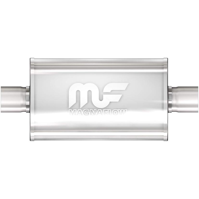 MAGNAFLOW 12249 Exhaust Muffler 3 INCH/3 INCH Inlet/Outlet, 5x8x18 INCH Oval, Stainless Steel, Satin Finish