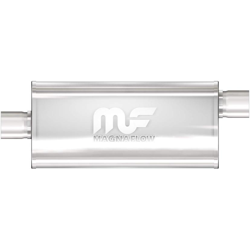 MAGNAFLOW 12259 Exhaust Muffler 3 INCH/3 INCH Inlet/Outlet, 5x8x18 INCH Oval, Stainless Steel, Satin Finish