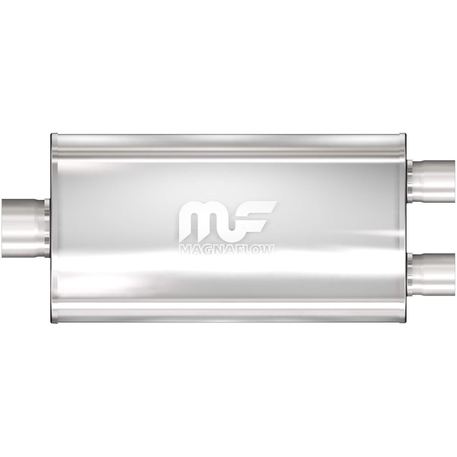 MAGNAFLOW 12588 Exhaust Muffler 3 INCH/2.5 INCH Inlet/Outlet, 5x11x22 INCH Oval, Stainless Steel, Satin Finish - High quality product image showing MAGNAFLOW 12588 Exhaust Muffler 3 INCH/2.5 INCH Inlet/Outlet, 5x11x22 INCH Oval, Stainless Steel, Satin Finish details and features
