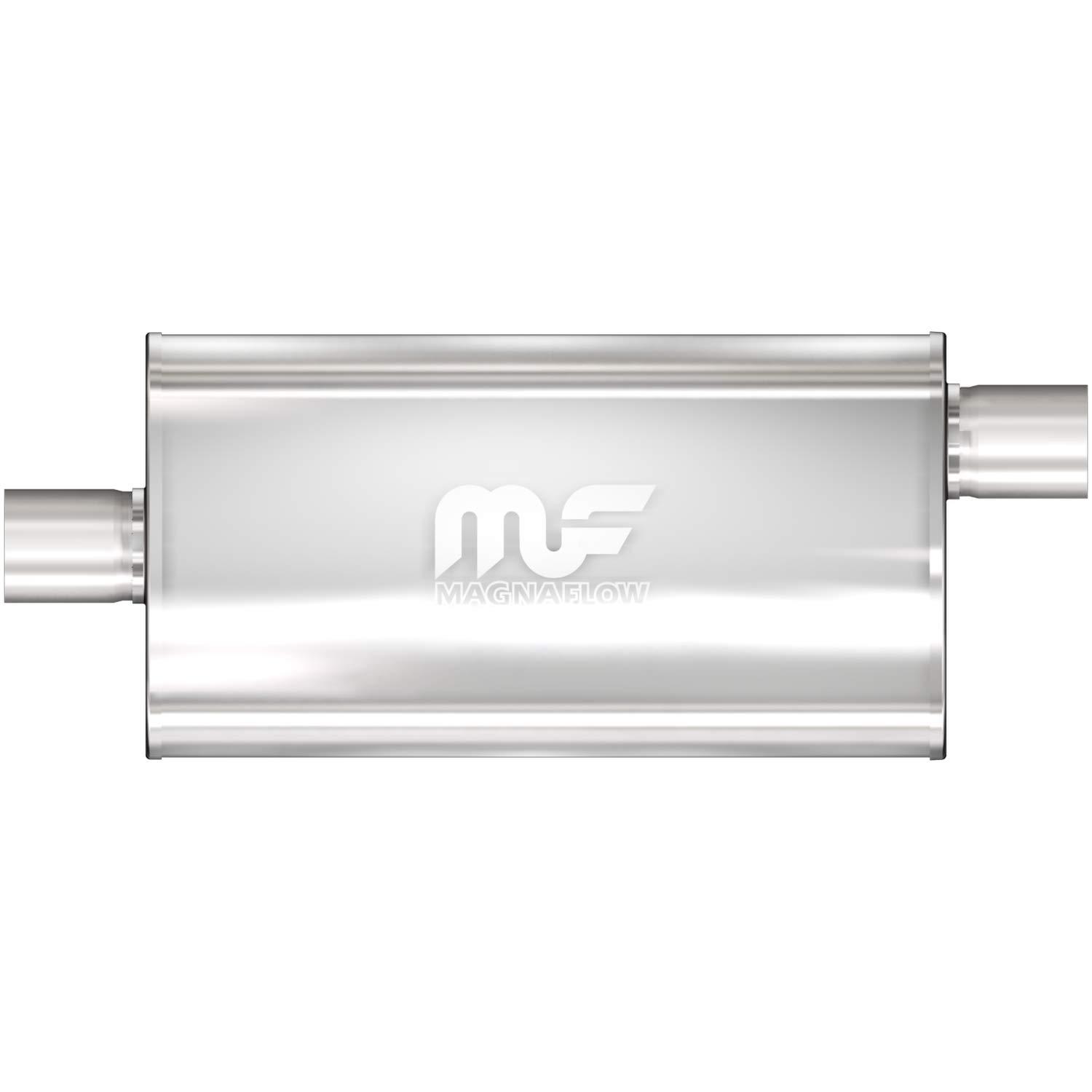 MAGNAFLOW 12909 Exhaust Muffler 3.5 INCH/3.5 INCH Inlet/Outlet, 5x11x22 INCH Oval, Stainless Steel, Satin Finish - High quality product image showing MAGNAFLOW 12909 Exhaust Muffler 3.5 INCH/3.5 INCH Inlet/Outlet, 5x11x22 INCH Oval, Stainless Steel, Satin Finish details and features