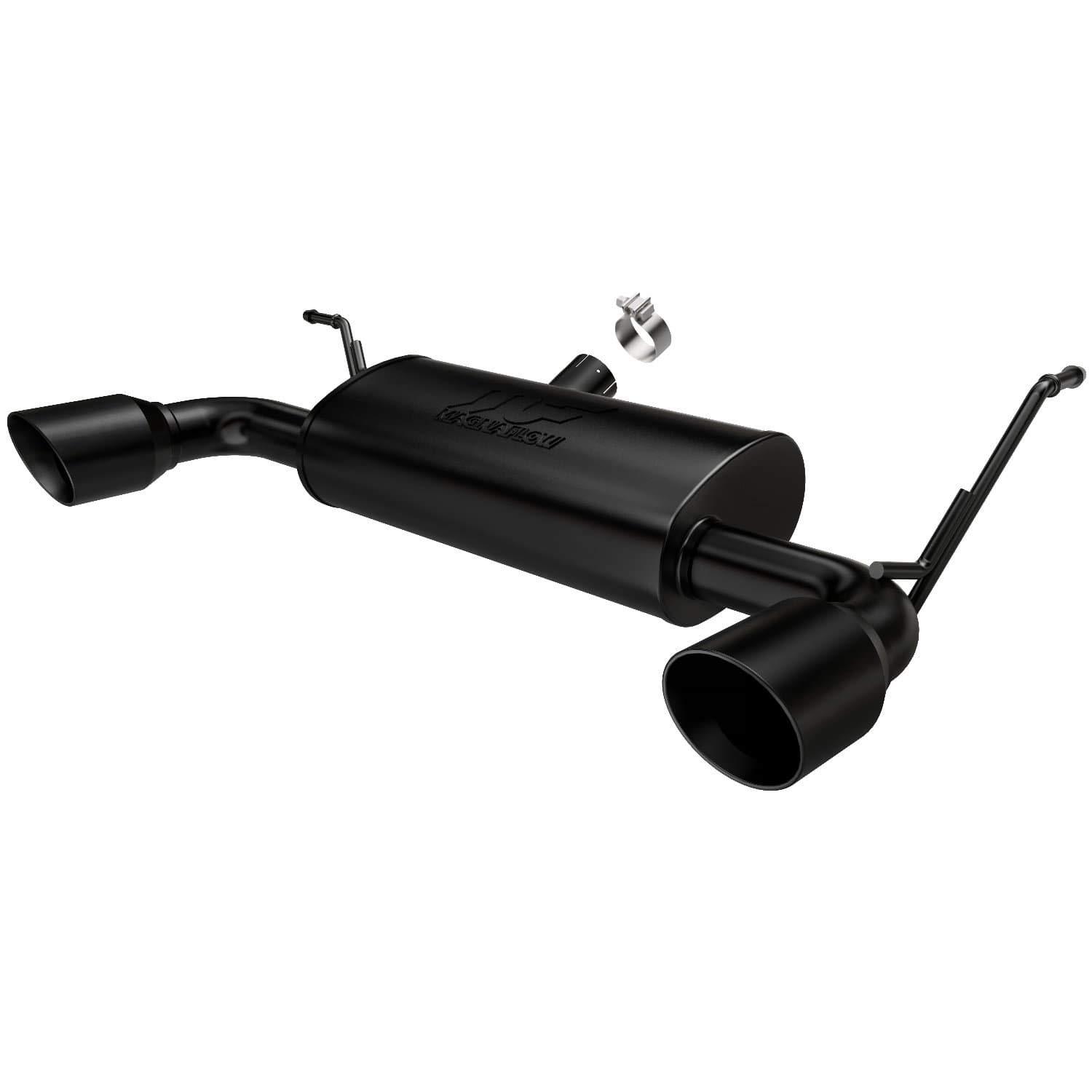 MAGNAFLOW 15160 Performance Exhaust System Axle-Back, Street Series, For 2007-2017 Jeep Wrangler, For 2018 Jeep Wrangler JK, Black Coated, Dual Split Rear Exit - High quality product image showing MAGNAFLOW 15160 Performance Exhaust System Axle-Back, Street Series, For 2007-2017 Jeep Wrangler, For 2018 Jeep Wrangler JK, Black Coated, Dual Split Rear Exit details and features