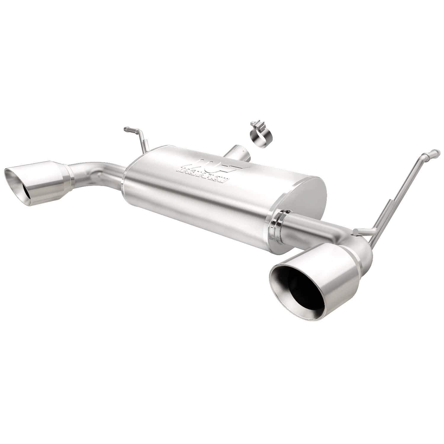MAGNAFLOW 15178 Performance Exhaust System Axle-Back, Street Series, For 2007-2017 Jeep Wrangler, For 2018 Jeep Wrangler JK, Dual Split Rear Exit - High quality product image showing MAGNAFLOW 15178 Performance Exhaust System Axle-Back, Street Series, For 2007-2017 Jeep Wrangler, For 2018 Jeep Wrangler JK, Dual Split Rear Exit details and features