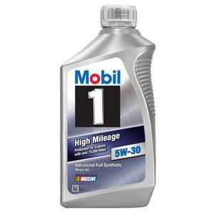 MOBIL 103767 M1 HI MILEAGE 5W30 QT, SAE 5W-30; Full Synthetic; 1 Quart Bottle; High Mileage Oil (Case of 6)