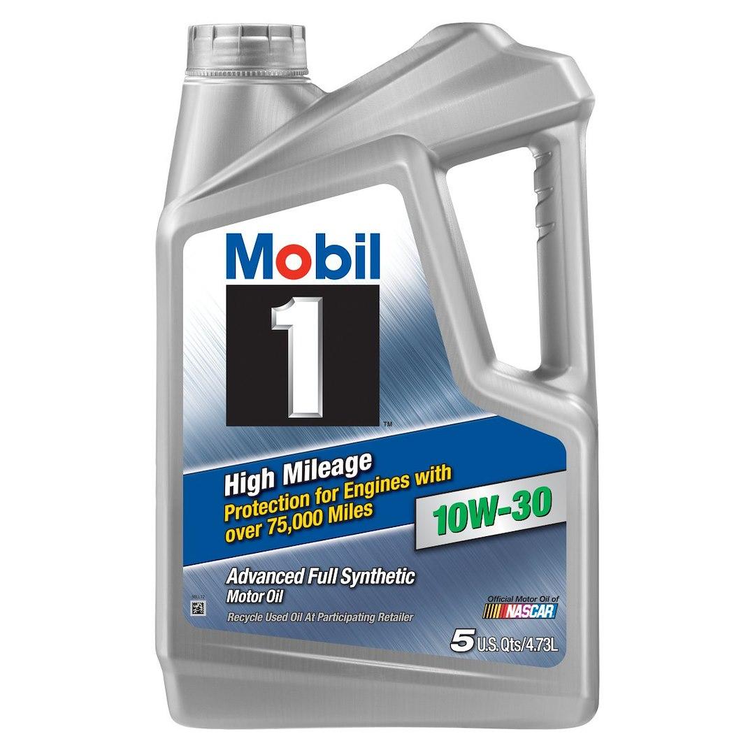MOBIL 120770 M1 HI MILEAGE 10W30 3X5 QT, SAE 10W30; Full Synthetic; High Mileage; Motor Oil; 5 Quart Jug; Single - High quality product image showing MOBIL 120770 M1 HI MILEAGE 10W30 3X5 QT, SAE 10W30; Full Synthetic; High Mileage; Motor Oil; 5 Quart Jug; Single details and features