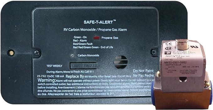 SAFE-T-ALERT 25-742-R-BL-TR-KIT Carbon Monoxide/ Propane Leak Detector; Detects And Controls Both LP And CO Gas; Alerts To Leak With Beeping; With LED Indicator; Flush Mounting; 12 Volt DC Hardwire; Black; With Trim Ring And Solenoid Valve - High quality product image showing SAFE-T-ALERT 25-742-R-BL-TR-KIT Carbon Monoxide/ Propane Leak Detector; Detects And Controls Both LP And CO Gas; Alerts To Leak With Beeping; With LED Indicator; Flush Mounting; 12 Volt DC Hardwire; Black; With Trim Ring And Solenoid Valve details and features