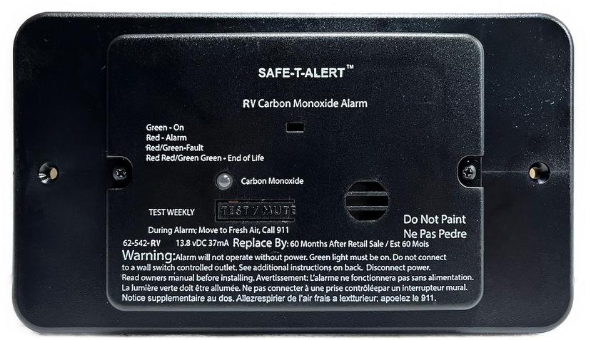 SAFE-T-ALERT 62542BLTR CARBON MONOXIDE ALARM - BLACK FLUSH