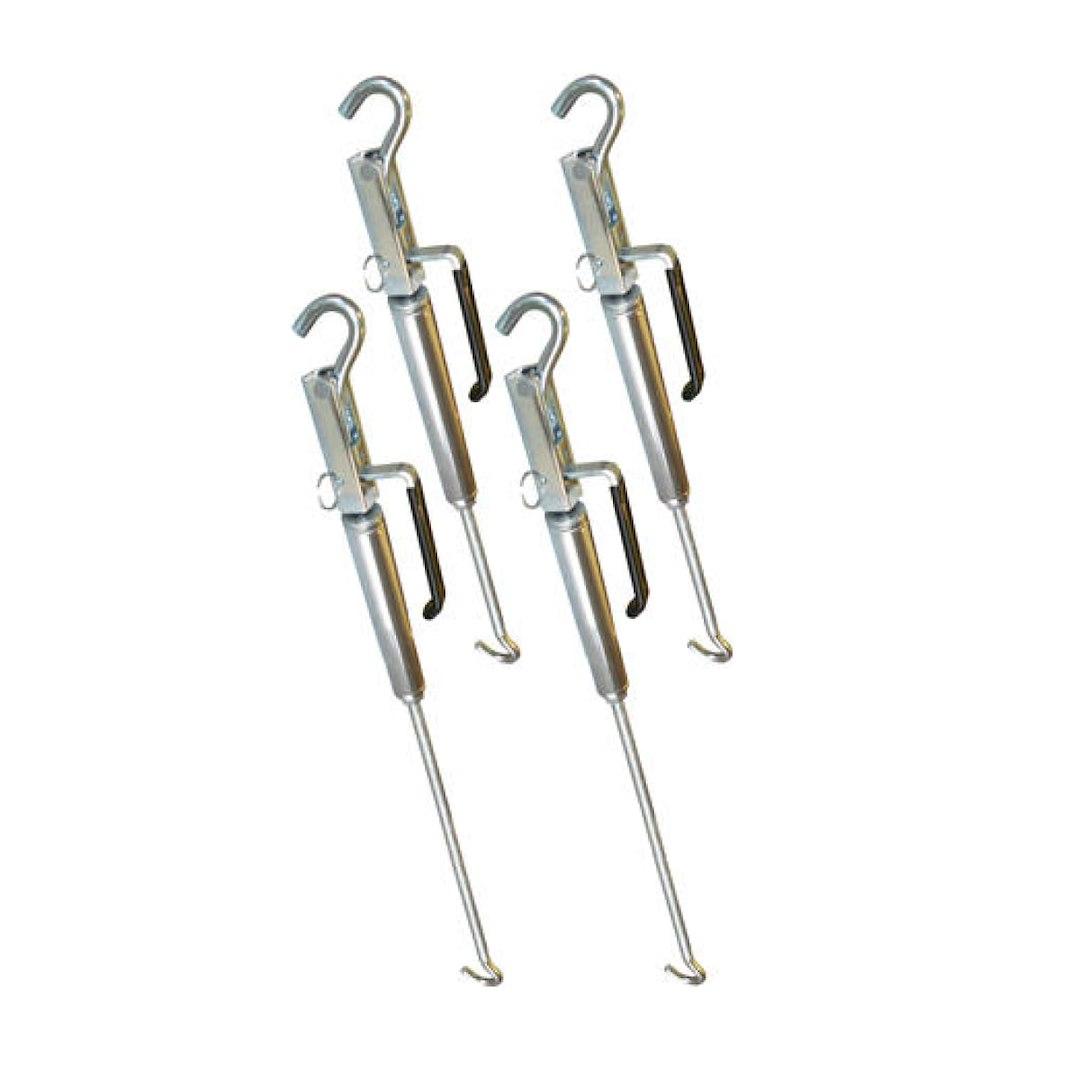 LIPPERT 182895 4PK QWIK-LOAD SET-FM-QLTB, Qwik-Load; Use With Happijac Camper Tie Down Systems; Spring Loaded Hook and Hook Style; 59-1/4 Inch Reach; With Quick Disconnect Handle; With Locking Pins; Stainless Steel; Set of 2 FM-QLTBS and 2 FM-QLTBR - The Twister Group Tools product