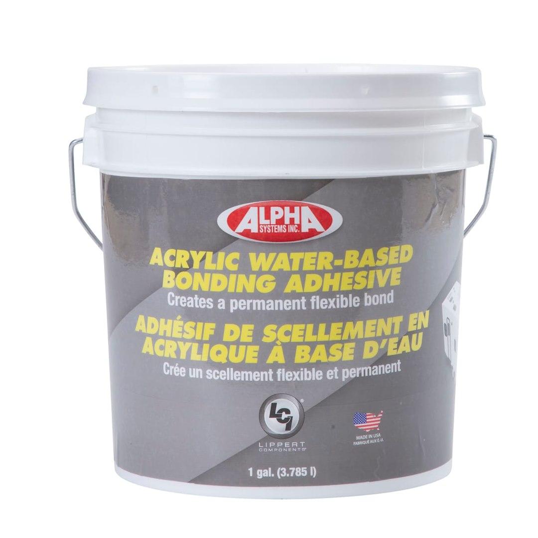 LIPPERT 2020002238 8011 WATERBASE ADHESIVE 1 GAL, Used To Bond EPDM/ PVC/ Hypalon Membranes/ Wood/ Plywood/ Fiberboard/ Polyisocyanurate/ Gypsum And Concrete Decking Substrates; Acrylic Water Based; 1 Gallon Bucket; Single - The Twister Group Tools product