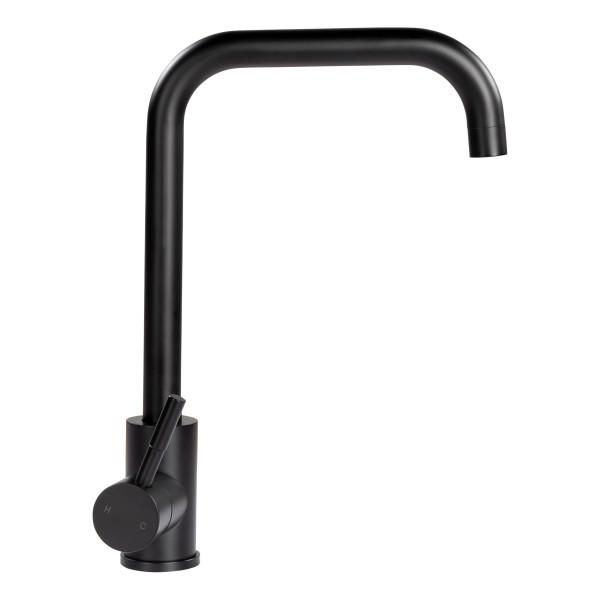 LIPPERT 2021090597 Flow Max Square Gooseneck Kitchen Faucet for RVs and Residential,Black - High quality product image showing LIPPERT 2021090597 Flow Max Square Gooseneck Kitchen Faucet for RVs and Residential,Black details and features