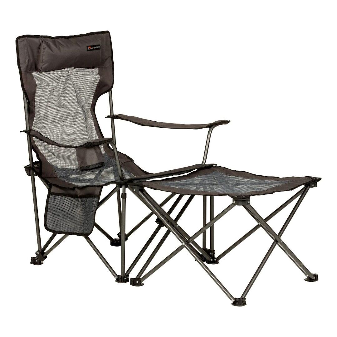 LIPPERT 2022114830 LIPPERT CAMPFIRE 2 POSITION PADDED, 2-Position Reclining Chair; 33-1/2 Inch Depth x 24 Inch Width x 37-1/2 Inch Height Chair Dimensions/ 22-1/2 Inch Depth x 22-1/2 Inch Width x 16 Inch Height Footrest Dimensions - The Twister Group Tools product