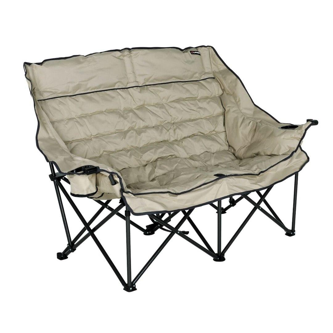 LIPPERT 2023053718 BIG BEAR FOLDING LOVESEAT, Loveseat; 63.4 Inch Length x 31.1 Inch Height x 40.2 Inch Depth Open Dimensions; 500 Pound Weight Capacity; Foldable; Sand; Steel Tube Frame/ Mesh Fabric/ Padded Mesh Back/ Seat/ Armrests; With Headrest - High quality product image showing LIPPERT 2023053718 BIG BEAR FOLDING LOVESEAT, Loveseat; 63.4 Inch Length x 31.1 Inch Height x 40.2 Inch Depth Open Dimensions; 500 Pound Weight Capacity; Foldable; Sand; Steel Tube Frame/ Mesh Fabric/ Padded Mesh Back/ Seat/ Armrests; With Headrest details and features