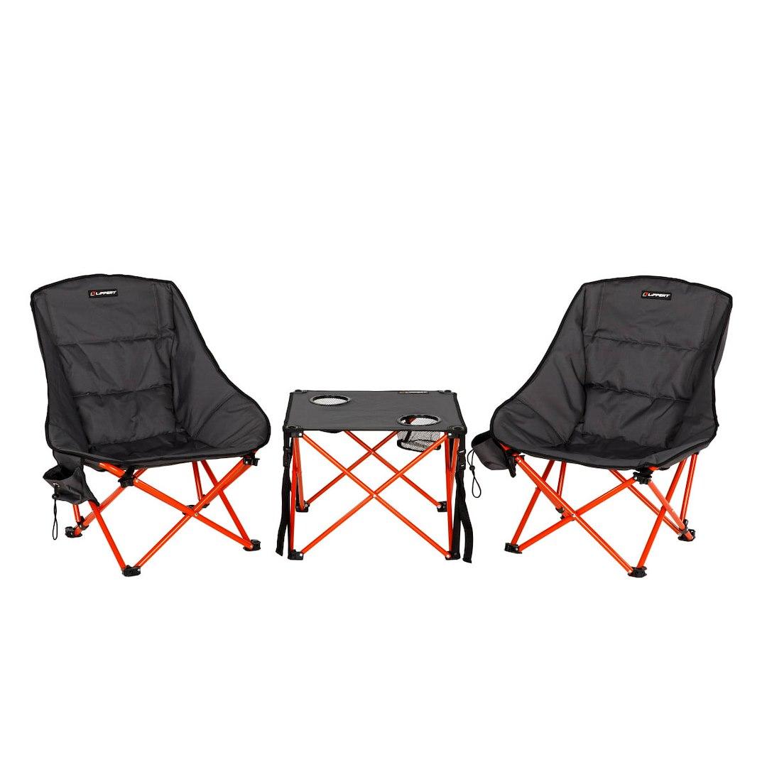 LIPPERT 2023053719 BAJA TABLE/CHAIR SET, Camp Chair; 24 Inch Length x 24 Inch Height x 28-1/2 Inch Depth; 250 Pound Weight Capacity; Foldable; Two-Tone Dark Gray And Red; Powder Coated Steel Tube Frame/ Polyester Fabric With PVC Coating - High quality product image showing LIPPERT 2023053719 BAJA TABLE/CHAIR SET, Camp Chair; 24 Inch Length x 24 Inch Height x 28-1/2 Inch Depth; 250 Pound Weight Capacity; Foldable; Two-Tone Dark Gray And Red; Powder Coated Steel Tube Frame/ Polyester Fabric With PVC Coating details and features