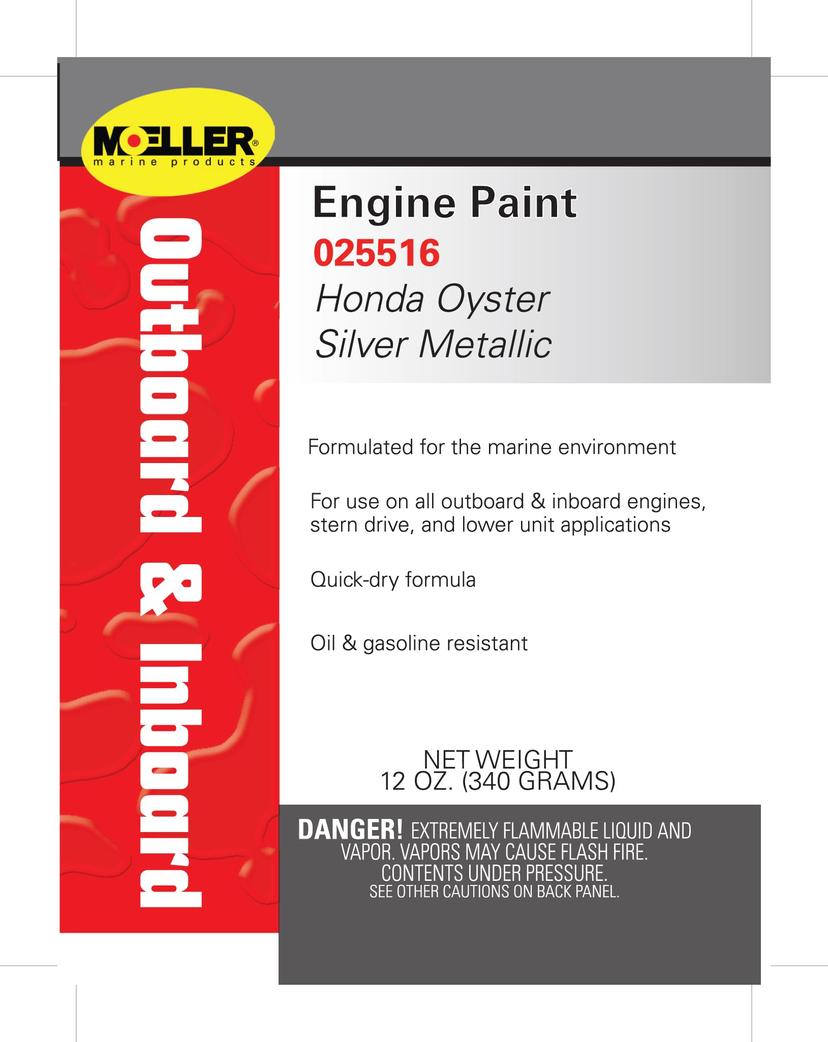 MOELLER 025516 EP Honda Marine Paint, Silver Metallic