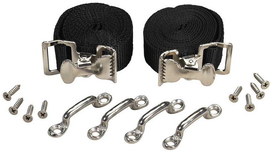 MOELLER 035711-10-1 TPSD TANK HOLD DOWN 72FT STRAPS, 72 Inch Length; Rectangular; Black; Nylon Strap And Stainless Steel Bracket; With Two Nylon Strap/ Four Hold Down Bracket/ Mounting Screw - The Twister Group Tools product