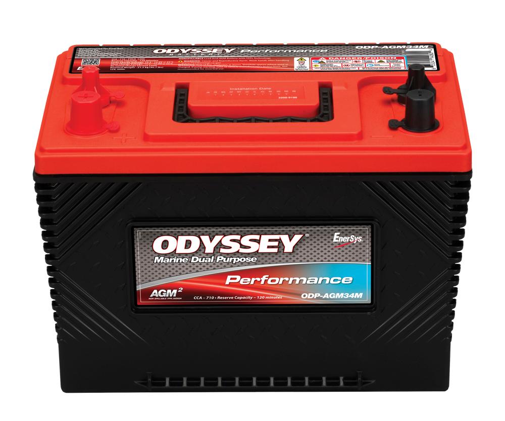ODYSSEY ODP-AGM34M ODYSSEY 34M-790, 34 BCI Group Size; 12 Volt; 710 Cold Cranking Amps/ 1300 Pulse Hot Cranking Amps; SAE SS Stud Terminal 3/8 Inch Left Positive And 5/16 Inch Right Negative; 10.9 Inch Length; 6.8 Inch Width; 7.8 Inch Height - High quality product image showing ODYSSEY ODP-AGM34M ODYSSEY 34M-790, 34 BCI Group Size; 12 Volt; 710 Cold Cranking Amps/ 1300 Pulse Hot Cranking Amps; SAE SS Stud Terminal 3/8 Inch Left Positive And 5/16 Inch Right Negative; 10.9 Inch Length; 6.8 Inch Width; 7.8 Inch Height details and features