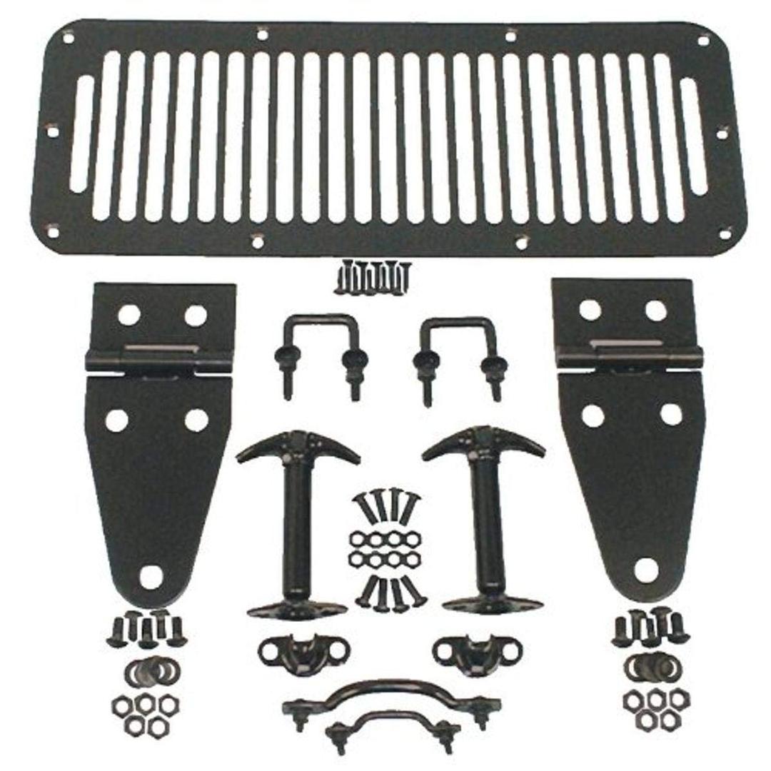 RUGGED RIDGE 11201.01 Hood Kit, Black Fits 1976-1986 Jeep CJ; 1987-1995 Jeep Wrangler YJ - The Twister Group Tools product
