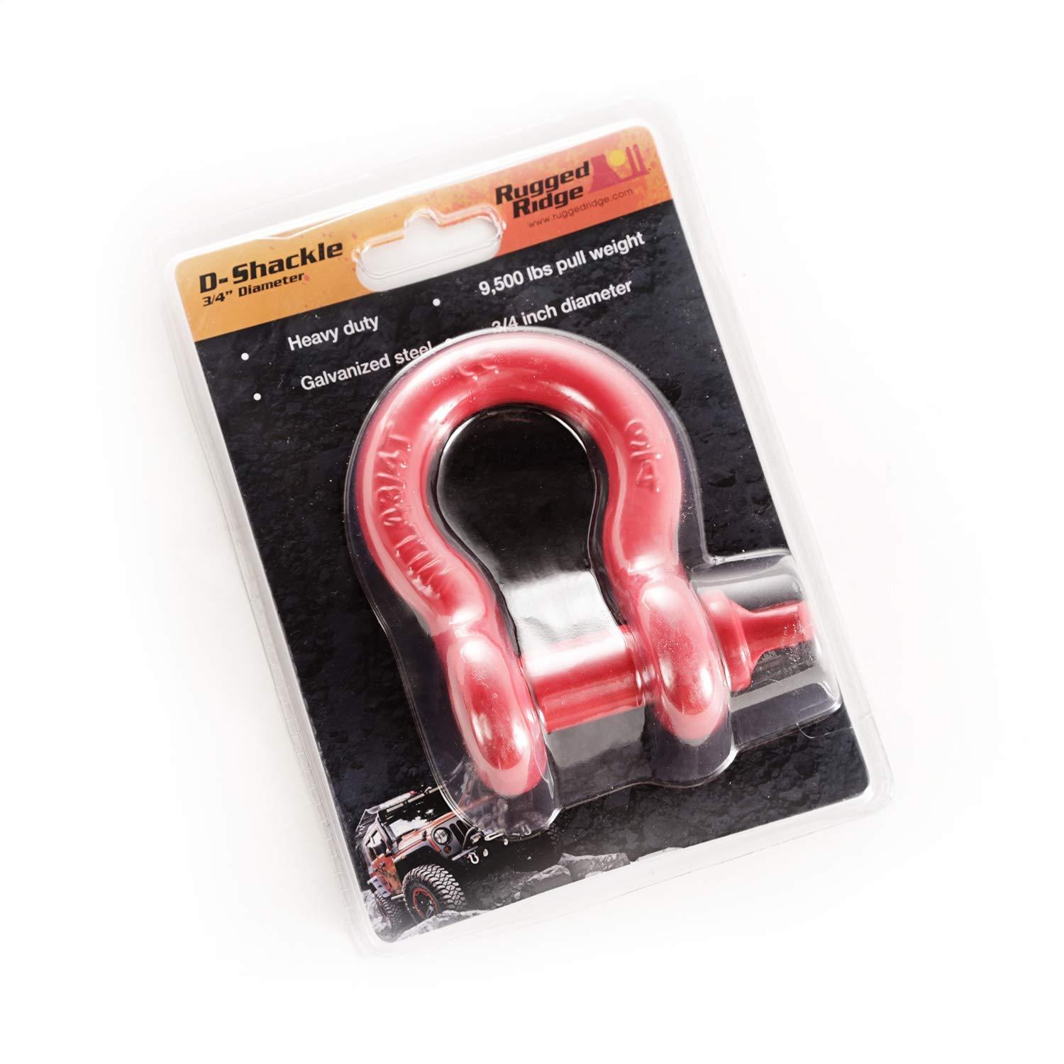 RUGGED RIDGE 11235.20 D-Ring Shackle, 3/4 inch, 9500 Lb, Red - High quality product image showing RUGGED RIDGE 11235.20 D-Ring Shackle, 3/4 inch, 9500 Lb, Red details and features