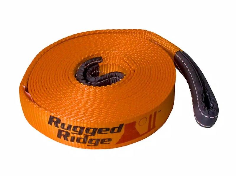 RUGGED RIDGE 15104.03 Recovery Strap; 40,000 Pound Capacity; 4 Inch Width x 30 Foot Length; Without Sleeve; Orange; Nylon - The Twister Group Tools product