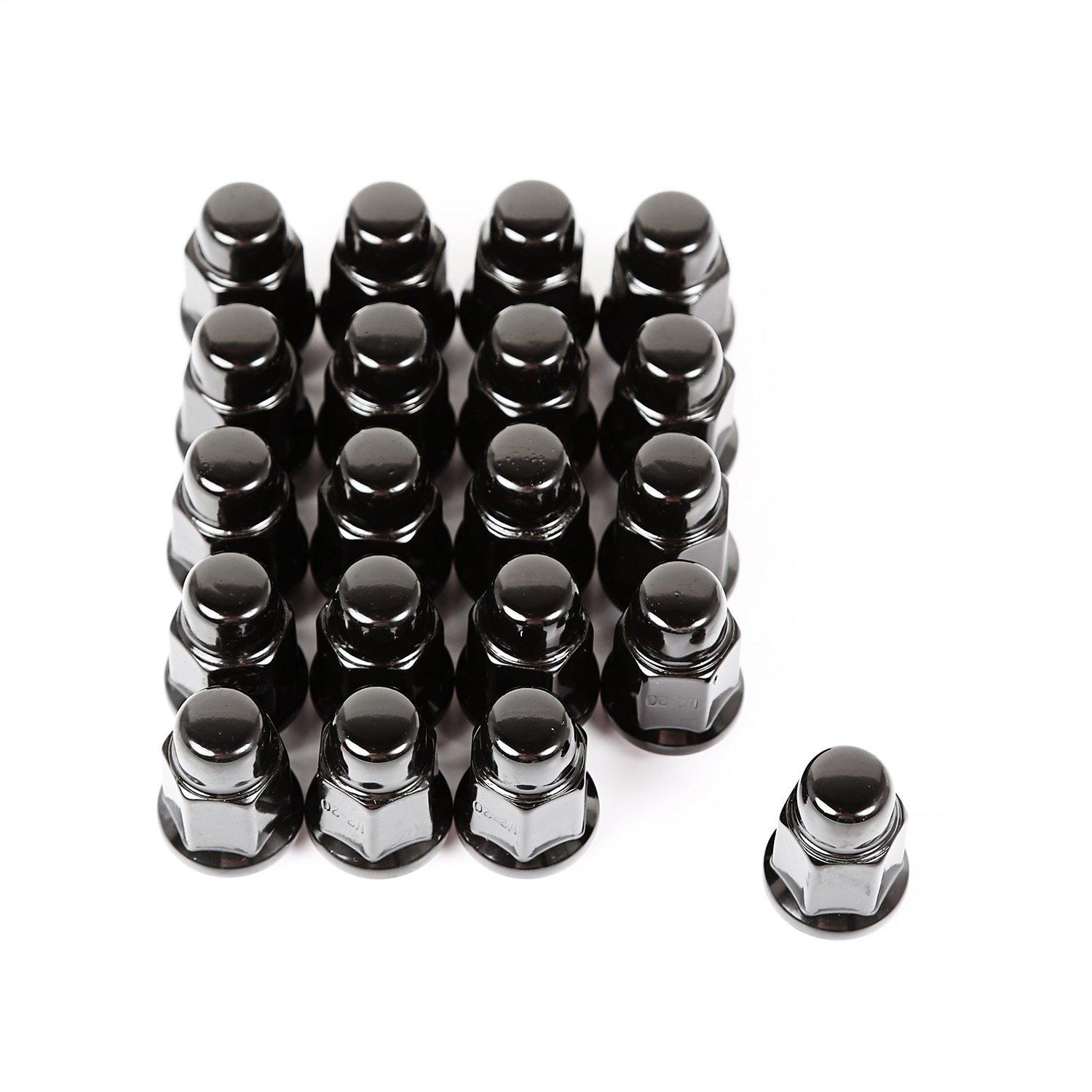 RUGGED RIDGE 16715.23 Wheel Lug Nut, Set of 20, 1/2-20, Black - High quality product image showing RUGGED RIDGE 16715.23 Wheel Lug Nut, Set of 20, 1/2-20, Black details and features
