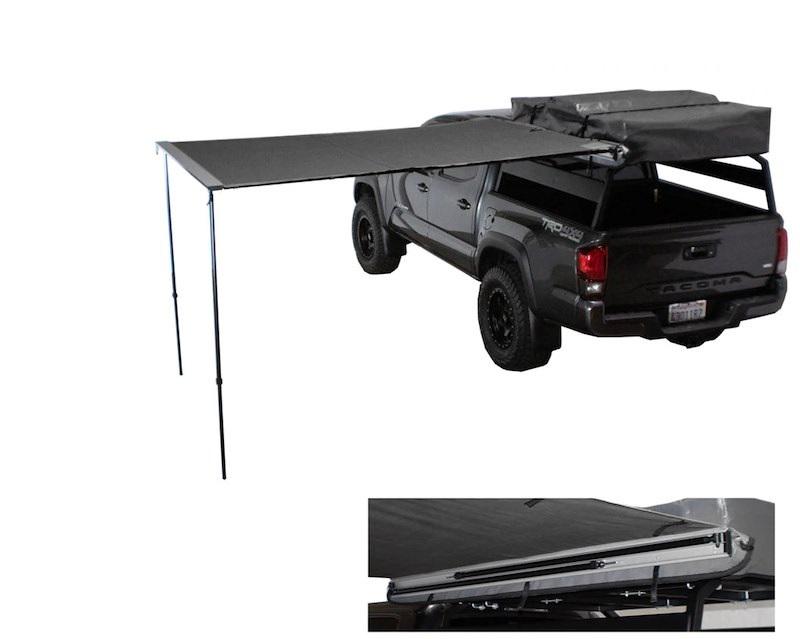 OVERLAND 18049909 Awning; Nomadic; Bag Awning; Roof Rack Mounting; Manual; 98.5 Inch X 78.5 Inch; 53 Square Feet of Cover; Poly Cotton; With Aluminum Poles/ Shock Cords/ Stakes/ Travel Cover/ Bracket and Hardware/ Tie Down Kit