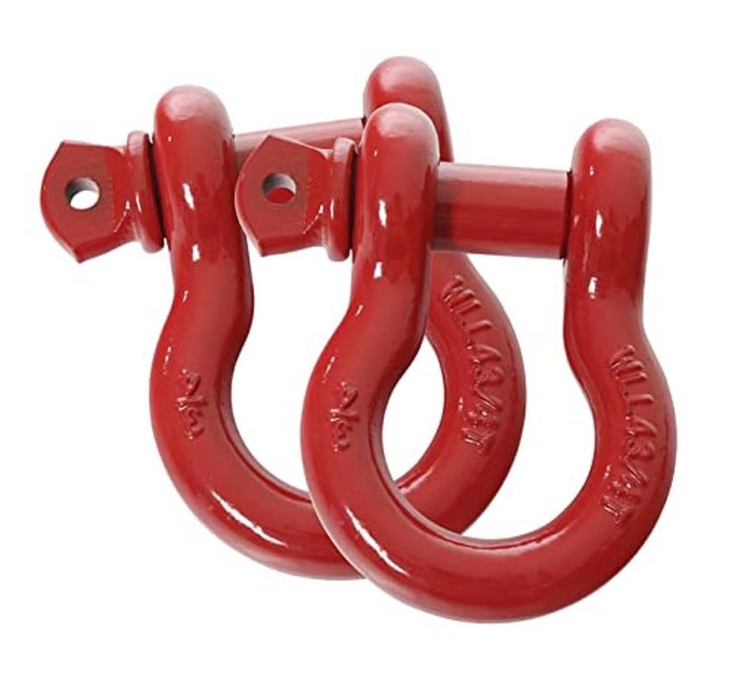 OVERLAND 19010204 Recovery Shackle 3/4 INCH 4.75 Ton Red, Pair