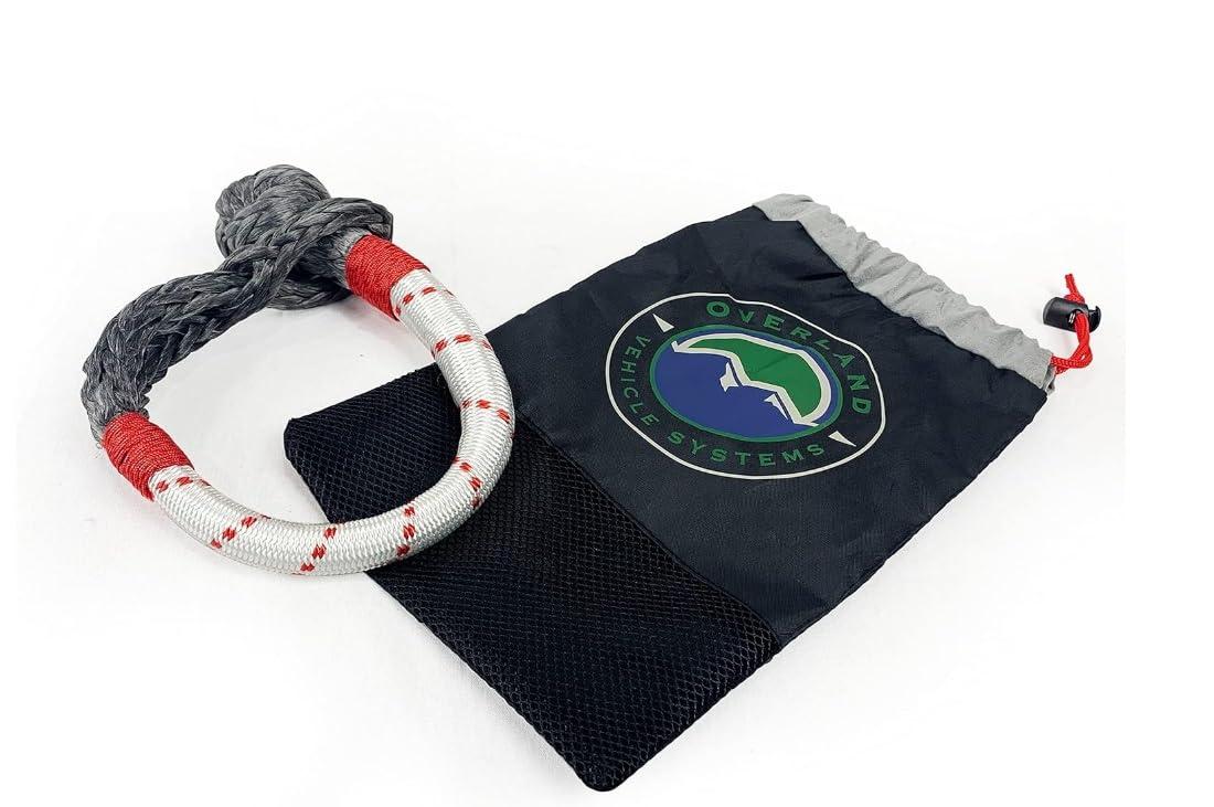OVERLAND 19149903 OVS Soft Shackle 5/8 INCH 44,500 lb. with Loop & Abrassive Sleeve - 23 INCH with Storage Bag - High quality product image showing OVERLAND 19149903 OVS Soft Shackle 5/8 INCH 44,500 lb. with Loop & Abrassive Sleeve - 23 INCH with Storage Bag details and features