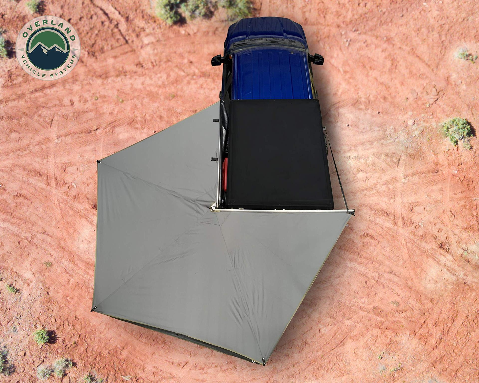 OVERLAND 19559907 Nomadic 270 LT Awning - Driver Side- Dark Gray Cover with Black Cover Universal - High quality product image showing OVERLAND 19559907 Nomadic 270 LT Awning - Driver Side- Dark Gray Cover with Black Cover Universal details and features