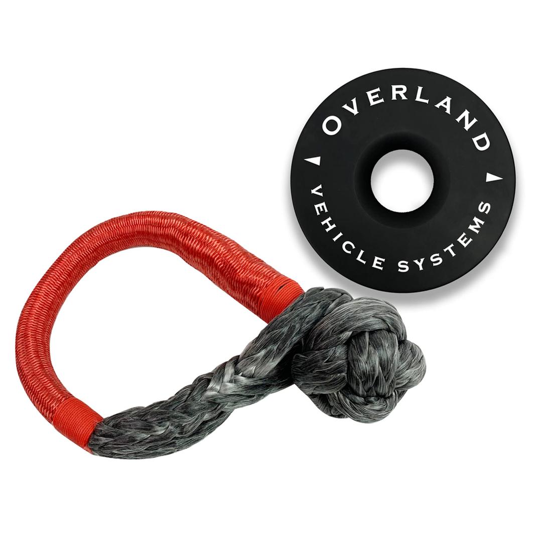 OVERLAND 19-6580 45,000 Pound Capacity Low Friction Soft Shackle and Aluminum Recovery Ring Towing Combo Pack for Trucks, SUVs, RVs, & Campers - The Twister Group Tools product