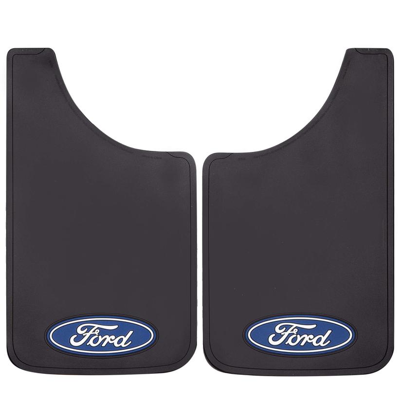 PLASTICOLOR 000539R01 Ford Oval Logo Easy Fit Mud Guard 11 INCHx19 INCH - Set of 2, Black