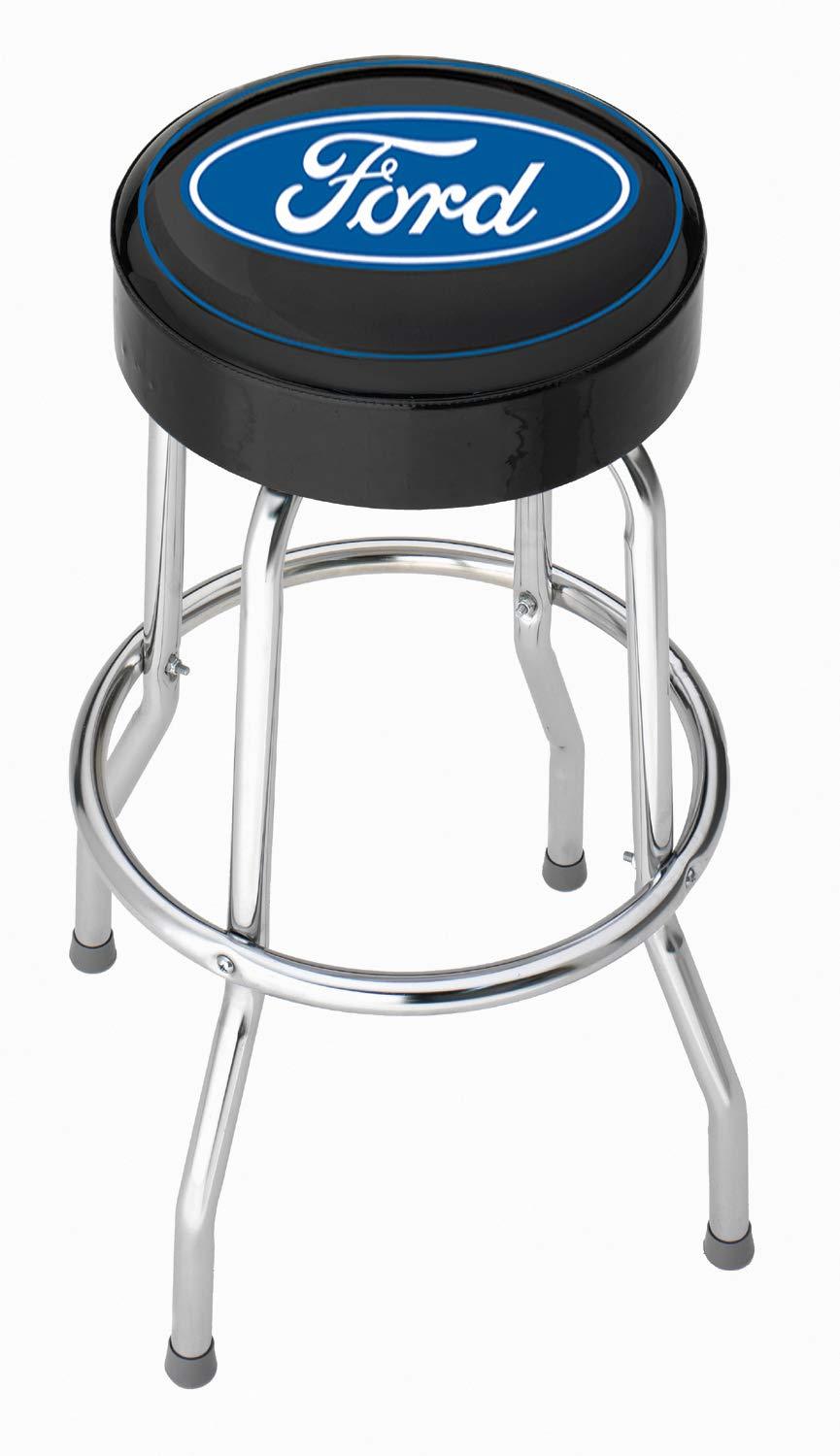 PLASTICOLOR 004751R01 Ford Oval Logo Garage Stool,Black w/Blue Logo - The Twister Group Tools product