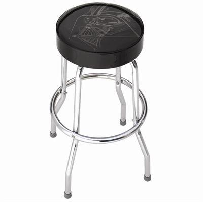 PLASTICOLOR 004779R01 Stool; Garage Stools; Round Black Vinyl Seat With Darth Vader Face; Non-Swivel; 4 Steel Legs; Without Back - High quality product image showing PLASTICOLOR 004779R01 Stool; Garage Stools; Round Black Vinyl Seat With Darth Vader Face; Non-Swivel; 4 Steel Legs; Without Back details and features
