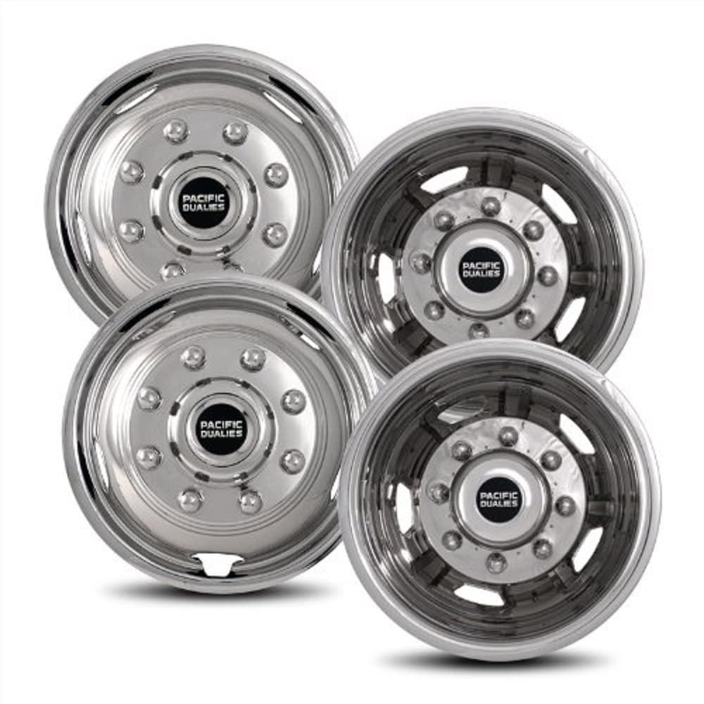 PACIFIC DUALIES 30-1708 17 INCH Polished Stainless Steel Wheel Simulator Kit with 8 Lug and 5 Vent Hole for Chevy 2011-2021 GMC 3500 Truck - High quality product image showing PACIFIC DUALIES 30-1708 17 INCH Polished Stainless Steel Wheel Simulator Kit with 8 Lug and 5 Vent Hole for Chevy 2011-2021 GMC 3500 Truck details and features