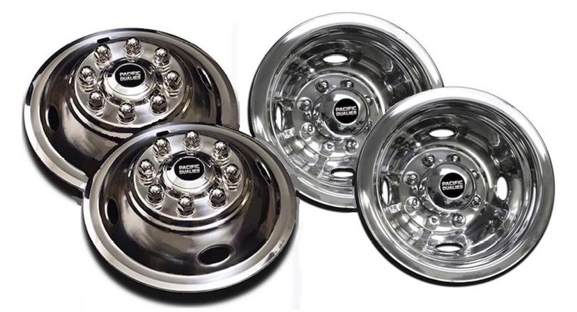 PACIFIC DUALIES 49-1608 Polished 16 Inch 8 Lug Stainless Steel Wheel Simulator Kit for 1974-2000 Chevy GMC 3500; 1974-1998 Ford F350; 2008-2021 E350/E450 Van; 1974-1999 Dodge Ram 3500