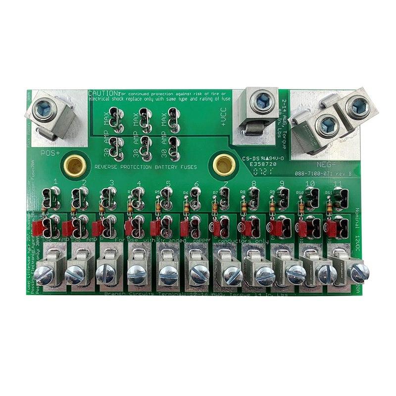 PARALLAX POWER M036-7100-002 Fuse Block; 12 Volt DC; 11 Position Board; Use With 7100 And 7300 Series Parallax Power Centers - High quality product image showing PARALLAX POWER M036-7100-002 Fuse Block; 12 Volt DC; 11 Position Board; Use With 7100 And 7300 Series Parallax Power Centers details and features
