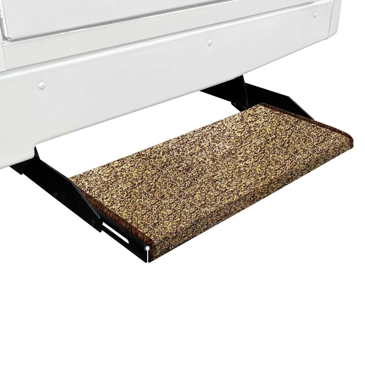 PREST-O-FIT 2-0051 Jumbo Wraparound + Plus RV Step Rug Brown 23 In. Wide - High quality product image showing PREST-O-FIT 2-0051 Jumbo Wraparound + Plus RV Step Rug Brown 23 In. Wide details and features