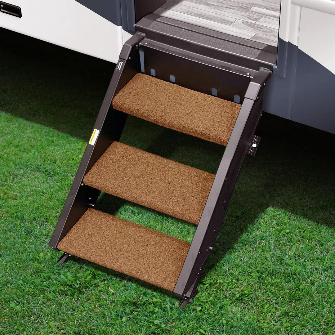 PREST-O-FIT 2-0243 Trailhead Universal RV Step Rug - 17.5 INCH Wide, Buckskin Brown, 3-Piece Set - The Twister Group Tools product