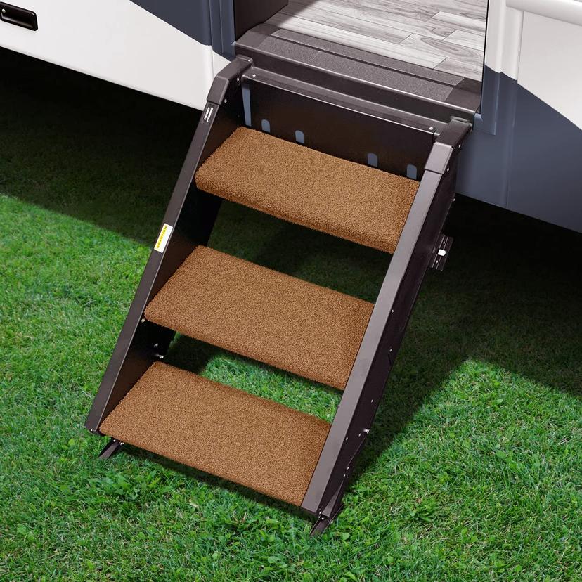 PREST-O-FIT 2-0243 Trailhead Universal RV Step Rug - 17.5 INCH Wide, Buckskin Brown, 3-Piece Set