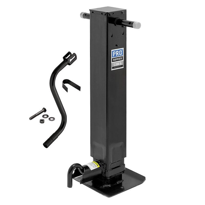 PRO SERIES 1400980376 Weld On Trailer Jack, 12,000 lbs. Capacity, Sidewind Crank, No Mount Square Jack Tube, 12-1/2 Inch Travel