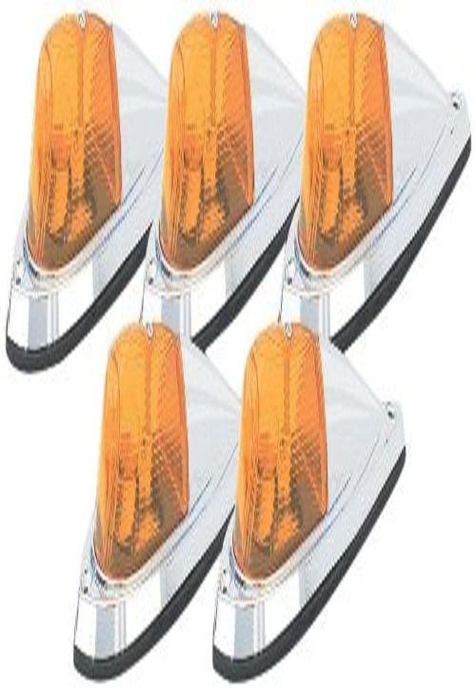 PACER PERFORMANCE 20-105 Hi-Five Amber Deluxe Chrome Teardrop Style Cab Roof Light Kit (Pack of 5) - The Twister Group Tools product