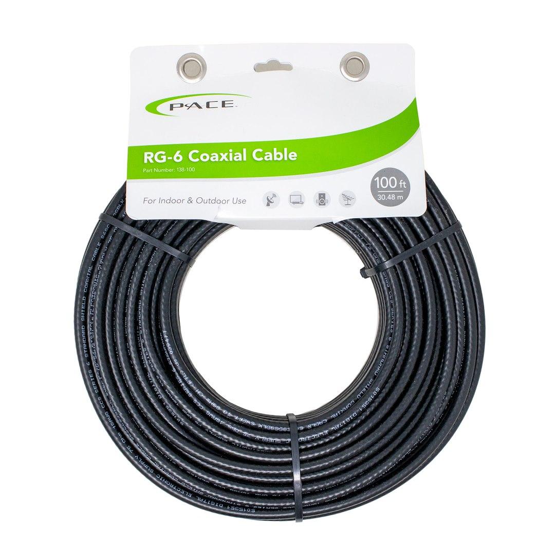 PACE 138-100 PACE - 100FT COAXIAL CABLE, RG-6; Supports Electronic Devices With 4K 2160 Pixel/ 3D And 1080/720 Pixel TV Resolutions; 100 Feet Length; Black - The Twister Group Tools product
