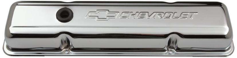 PROFORM 141-102 SBC Chrome Bowtie Valve Cover - Short with Baffle