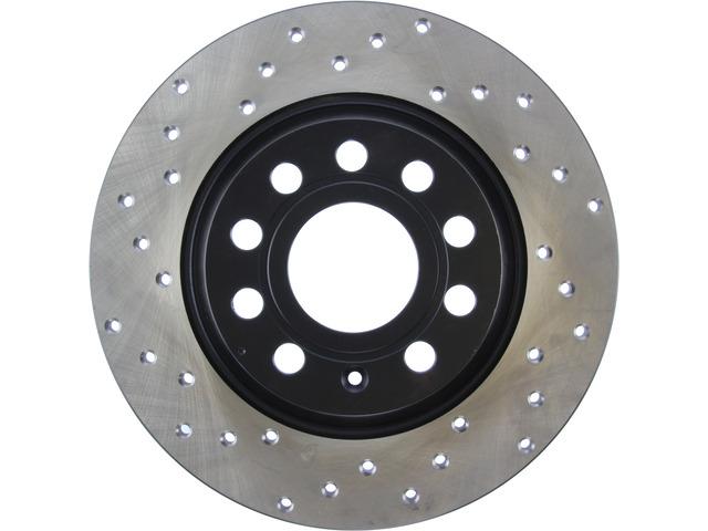 STOP TECH 128.33129R Brake Rotor; SportStop Drilled; One Piece Design; Wheel Bolt Pattern 5 x 112 Millimeter; 282 Millimeter Outside Diameter x 48.2 Millimeter Height x 12 Millimeter Nominal Thickness; 65 Millimeter Hub Inside Diameter - The Twister Group Tools product