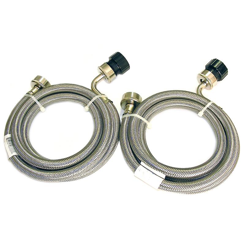 PINNACLE 182826 Clothes Washer/ Dryer Inlet Hose; Reinforced; 5 Foot Length; With Stainless One Straight End And One Stainless 90 Degree End; Braided Stainless Steel; Set Of 2 - The Twister Group Tools product