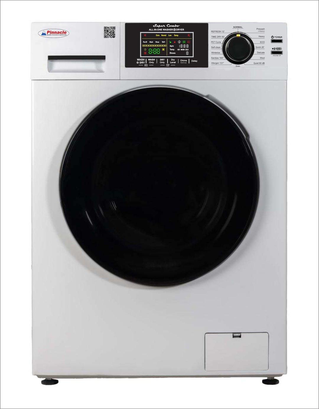 PINNACLE 23-4800 V WHITE COMBO WASHER DRYER VENTED WHITE, Front Load; 26 Inch Width x 36 Inch Height x 25 Inch Depth; White; 15 Pound Maximum Load Capacity; 10 Wash Cycles And 3 Dry Cycles; Vented Drying System; 15 Amp/ 110 Volt; 1400 RPM - High quality product image showing PINNACLE 23-4800 V WHITE COMBO WASHER DRYER VENTED WHITE, Front Load; 26 Inch Width x 36 Inch Height x 25 Inch Depth; White; 15 Pound Maximum Load Capacity; 10 Wash Cycles And 3 Dry Cycles; Vented Drying System; 15 Amp/ 110 Volt; 1400 RPM details and features