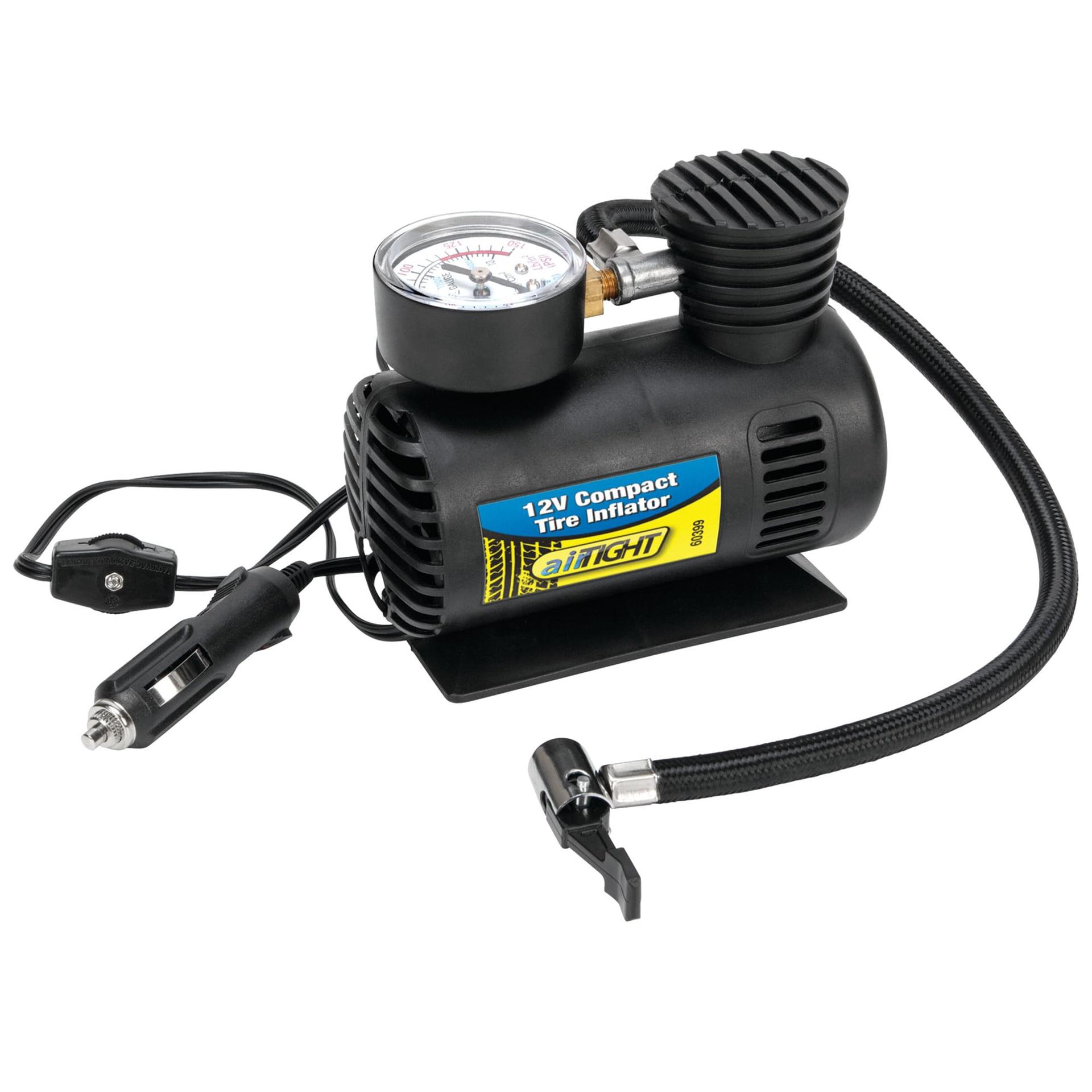 PERFORM TOOL 60399 12V Compact Tire Inflator with LED Light and Auto Shut-Off, Portable Air Compressor for Cars, Trucks, SUVs and Bikes - High quality product image showing PERFORM TOOL 60399 12V Compact Tire Inflator with LED Light and Auto Shut-Off, Portable Air Compressor for Cars, Trucks, SUVs and Bikes details and features