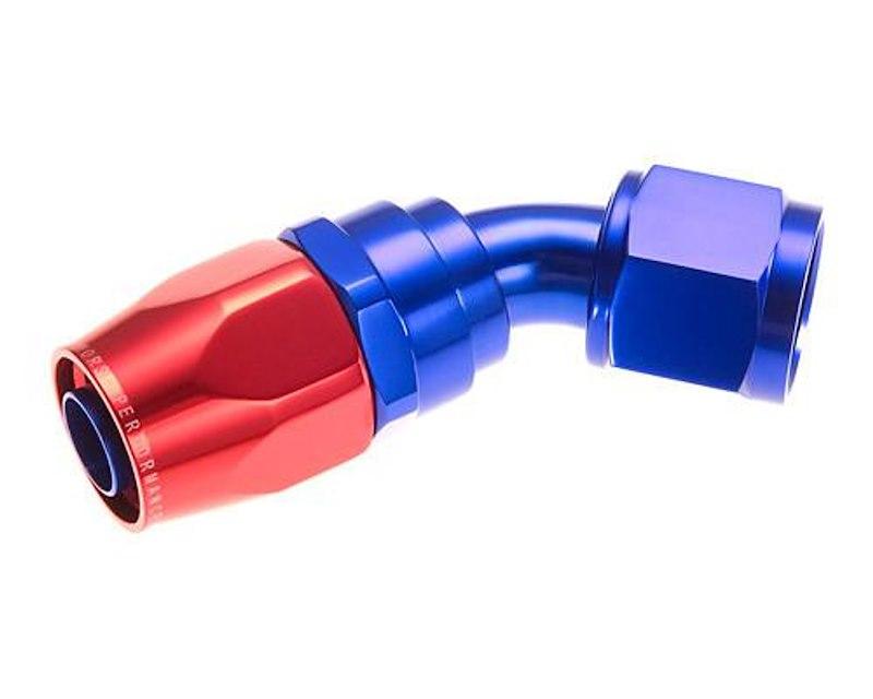 REDHORSE 1045-06-1 Hose End Fitting; 1045 Series; -6 AN Hose; -6 AN Outlet; 45 Degree; Anodized; Red/ Blue; Aluminum; Single - The Twister Group Tools product