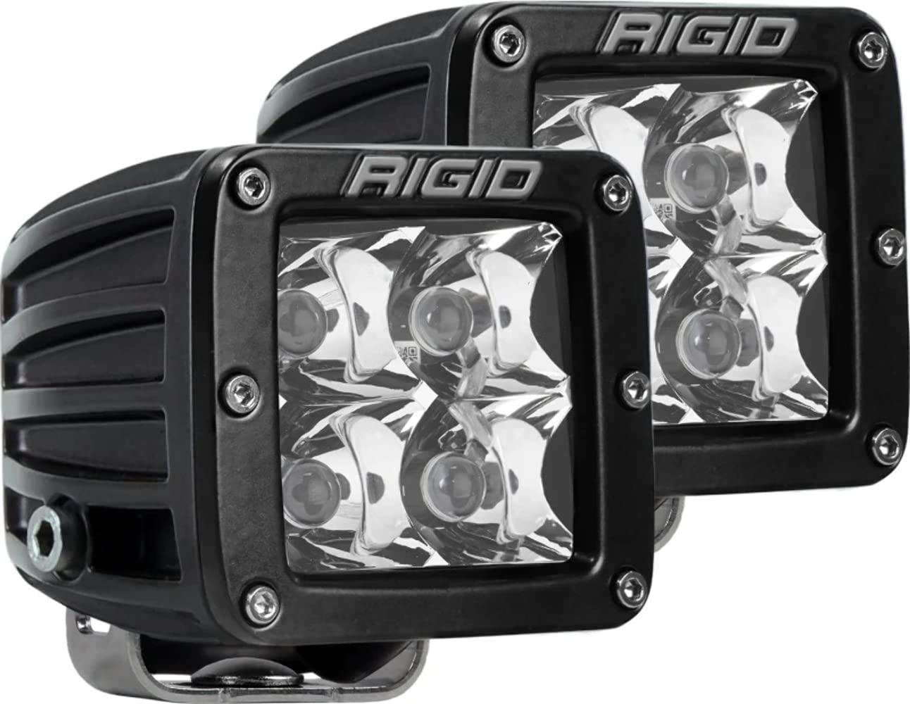 RIGID 202213 Driving/ Fog Light; D-Series (Dually); LED Bulb; 4 LED Clear Bulb; 3-3/16 Inch Square; 30 Watt Bulbs Amp Draw 2.14 AMP; Spot Beam; 3168 Raw Lumens; Unbreakable Clear Lexan Lens; Powder Coated Black Housing With Rear Cooling Fins - High quality product image showing RIGID 202213 Driving/ Fog Light; D-Series (Dually); LED Bulb; 4 LED Clear Bulb; 3-3/16 Inch Square; 30 Watt Bulbs Amp Draw 2.14 AMP; Spot Beam; 3168 Raw Lumens; Unbreakable Clear Lexan Lens; Powder Coated Black Housing With Rear Cooling Fins details and features