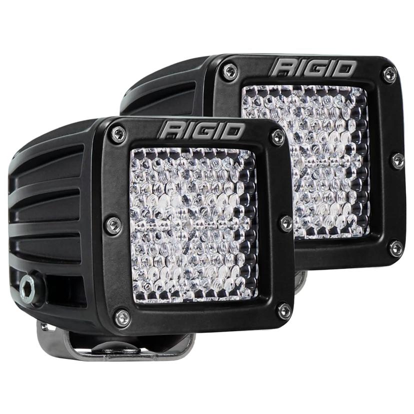 RIGID 202513 D Series PRO Flood Diffused Beam Surface Mount LED Lights, 3 Inch LED Off Roading Black Housing Lights, Easy to Install, Off Roading Accessories, 50,000 Hour Lifespan (Pair)