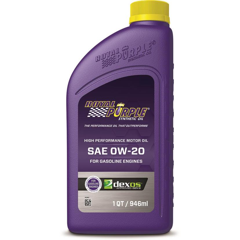 ROYAL PURPLE 01020 Oil; RP Series; SAE 0W-20; Synthetic; 1 Quart Bottle (Case of 6)